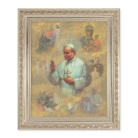 10" x 12" Ornate Silver Frame with an St. Pope John Paul II Print