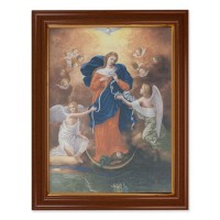 15 1/2" x 19 1/2" Walnut Finish Frame with Gold Accent and a 12" x 16" Our Lady Untier of Knots Canvas Artwork