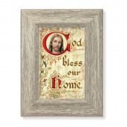 6 1/2" x 8 1/2" Grey Weathered Frame with God Bless Our Home Artwork on Wood Plaque