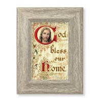6 1/2" x 8 1/2" Grey Weathered Frame with God Bless Our Home Artwork on Wood Plaque