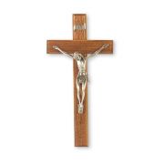 12" Walnut Wood Crucifix with Fine Pewter Corpus
