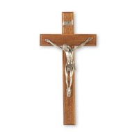 12" Walnut Wood Crucifix with Fine Pewter Corpus