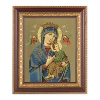11 1/2" x 13 1/2" Cherry Frame with Gold Trim with an 8" x 10" Our Lady Perpetual Help Print
