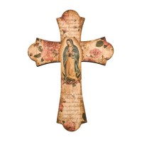 Our Lady of Guadalupe 12" Laser Cut Wood Vintage Cross