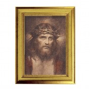 6 3/4" X 8 3/4" Gold Leaf Finish Frame with 5" X 7" Chambers: Head of Christ Textured Art