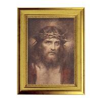 6 3/4" X 8 3/4" Gold Leaf Finish Frame with 5" X 7" Chambers: Head of Christ Textured Art