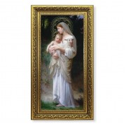 11 5/8" x 19" Ornate Gold Leaf Wood Frame with a Bouguereau: Divine Innocence Textured Art