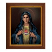 10 1/2" x 12 1/2" Walnut Finish Beveled Frame with 8" x 10" Immaculate Heart of Mary Textured Art 10 1/2" x 12 1/2" Walnut Finish Beveled Frame with 8" x 10" Immaculate Heart of Mary Textured Art