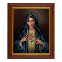 10 1/2" x 12 1/2" Walnut Finish Beveled Frame with 8" x 10" Immaculate Heart of Mary Textured Art 10 1/2" x 12 1/2" Walnut Finish Beveled Frame with 8" x 10" Immaculate Heart of Mary Textured Art
