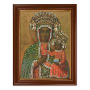 15 1/2" x 19 1/2" Walnut Finish Frame with Gold Accent and a 12" x 16" Our Lady of Czestochowa Textured Art