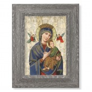 7 1/2" x 9 1/2" Grey Weathered Frame with Our Lady of Perpetual Help Artwork on Wood Plaque