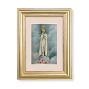 5 1/4" x 6 3/4" Gold Leaf Frame-Cream Matte with a 2 1/2" x 3 3/4" Our Lady of Fatima Print