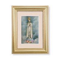 5 1/4" x 6 3/4" Gold Leaf Frame-Cream Matte with a 2 1/2" x 3 3/4" Our Lady of Fatima Print