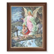 13 1/2" x 16 9/16" Walnut Finished Frame with 11" x 14" Guardian Angel Textured Art