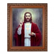 10" x 12" Ornate Wood Frame with an 8" x 10" Chambers: Sacred Heart of Jesus Print