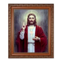 10" x 12" Ornate Wood Frame with an 8" x 10" Chambers: Sacred Heart of Jesus Print