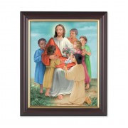 10" x 12" Walnut Frame with Gold Inside Lip and a 8" x 10" Christ with Children Print