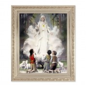 10" x 12" Ornate Silver Frame with an Our Lady of Fatima Print