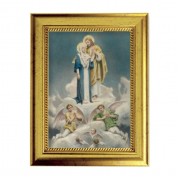 6 3/4" X 8 3/4" Gold Leaf Finish Frame with 5" X 7" Jesus and Mary Textured Art