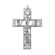 6" x 4 1/4" Cathedral Touch Cross with Praying Girl in Genuine Pewter
