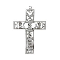 6" x 4 1/4" Cathedral Touch Cross with Praying Girl in Genuine Pewter