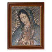 15 1/2" x 19 1/2" Walnut Finish Frame with Gold Accent and a 12" x 16" Our Lady of Guadalupe Canvas Artwork