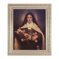 10" x 12" Ornate Silver Frame with a Chambers: St. Therese Print