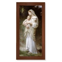 17 1/4" x 33 1/4" Walnut Finished Beveled Frame with 14" x 30" Divine Innocence Textured Art