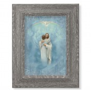 7 1/2" x 9 1/2" Grey Weathered Frame with Christ Welcoming Home Artwork on Wood Plaque