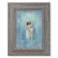 7 1/2" x 9 1/2" Grey Weathered Frame with Christ Welcoming Home Artwork on Wood Plaque