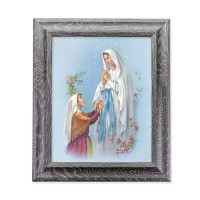 10 1/2" x 12 1/2" Grey Oak Finish Frame with an 8" x 10" Our Lady of Lourdes Print