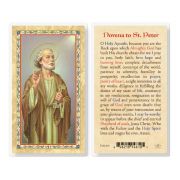 St Peter Novena Prayer Laminated Holy Card. Inc. of 25