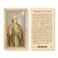 25pk - Saint Peter Novena Prayer Gold Stamped Laminated Holy Card  Pk 25