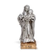 4 1/2" Pewter Saint Rose of Lima Statue Gift Boxed