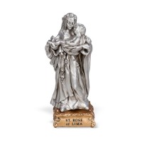 4 1/2" Pewter Saint Rose of Lima Statue Gift Boxed