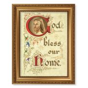 15 1/2" x 19 1/2" Antique Gold Leaf Beveled Frame with Bead Inlay and 12" x 16" House Blessing Textured Art