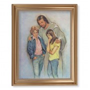 13 1/2" x 16 9/16" Gold Leaf Antique Finished Frame with 11" x 14" The Comforter Textured Art