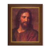 10 1/2" x 12 1/2" Walnut Finish Beveled Frame with 8" x 10" Christ at 33 Textured Art