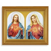 10" x 12" Gold Leaf Finish Beveled Frame with 8" x 10" The Sacred Hearts Textured Art