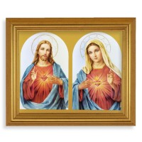 10" x 12" Gold Leaf Finish Beveled Frame with 8" x 10" The Sacred Hearts Textured Art
