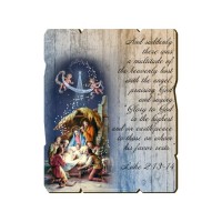 7 1/2" x 9" Holy Family Vintage Wooden Plaque with Hanger