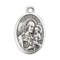 25pk - 1" Oval Oxidized Saint Joseph Pray for Us Medal  sold in inc of 25