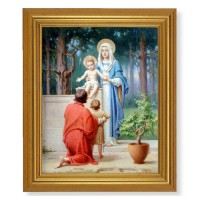 10" x 12" Gold Leaf Finish Beveled Frame with 8" x 10" Holy Family with St. John Baptist Textured Art