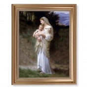 13 1/2" x 16 9/16" Gold Leaf Antique Finished Frame with 11" x 14" Bouguereau: Divine Innocence Textured Art