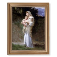 13 1/2" x 16 9/16" Gold Leaf Antique Finished Frame with 11" x 14" Bouguereau: Divine Innocence Textured Art