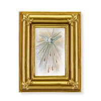 3 1/2" x 4 1/2" Gold Frame with Fleur de lis corners and a Holy Spirit Confirmation print
