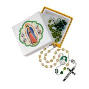 Tri Color Crystal Glass Bead Our Lady of Guadalupe Rosary, Boxed