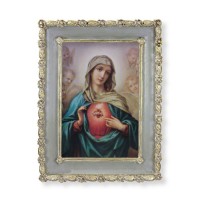 5 1/2" x 7 1/2" Rosebud Frame with Immaculate Heart of Mary Print