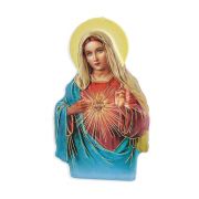 3" Magnetic Resin Statuette of the Immaculate Heart of Mary in 2D with Gold Highlights (Sold in Inc. of 3)