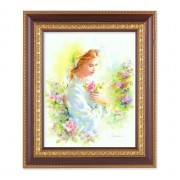 11 1/2" x 13 1/2" Cherry Frame with Gold Trim with an 8" x 10" Blanc: Mystical Rose Print